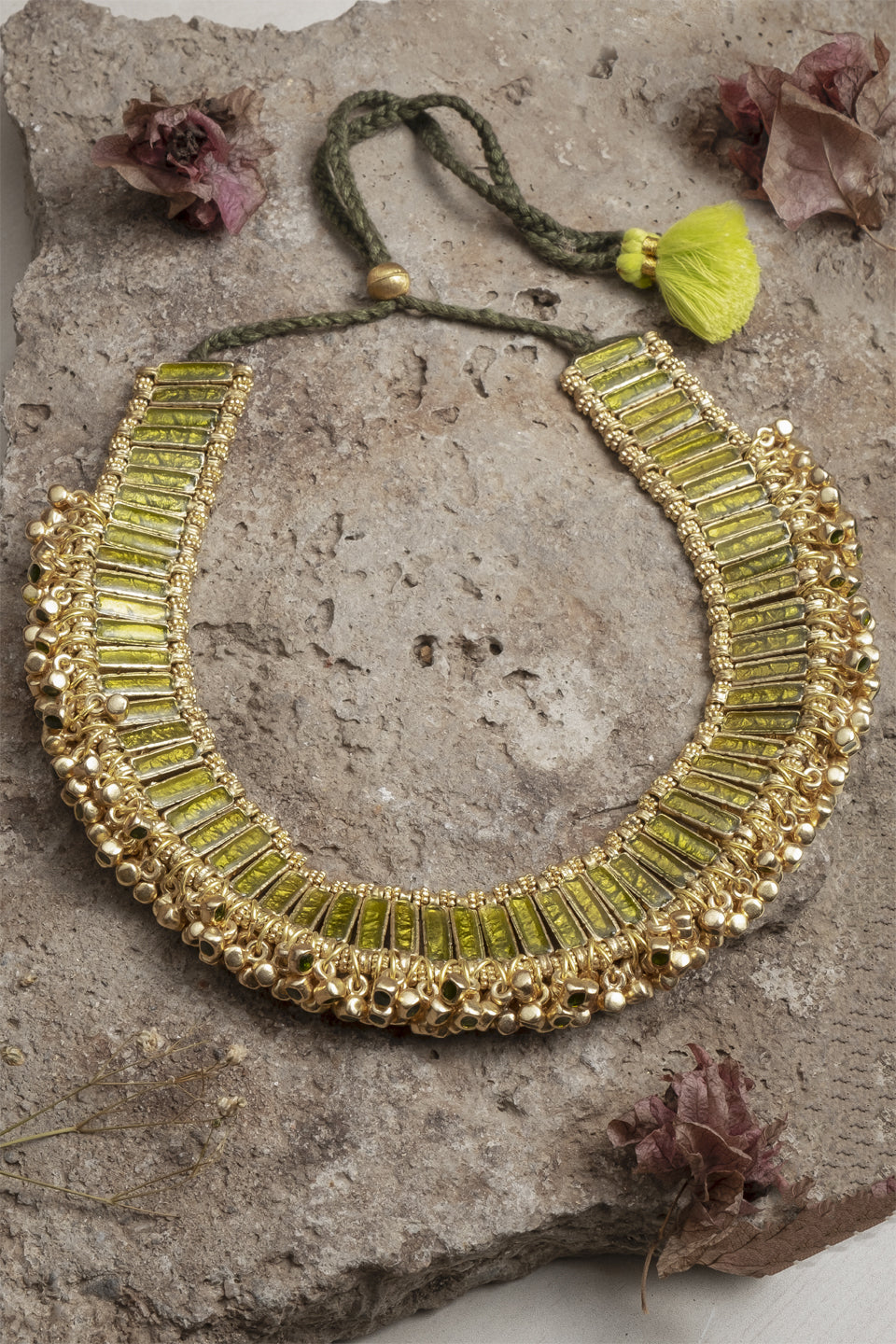 Qabeela Enamel Ghungroo Temple Gold Necklace