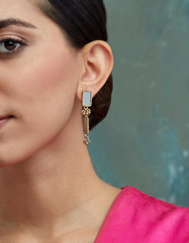 Mirror Gold Brick drops Earrings