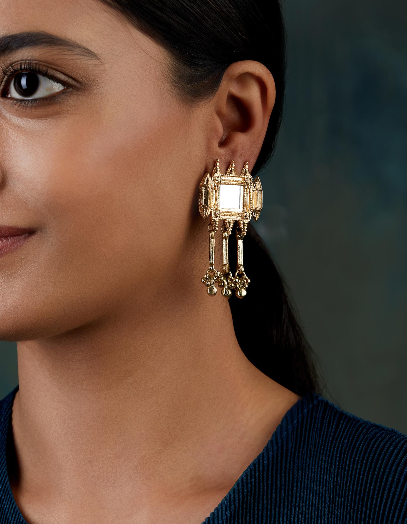 Mirror Gold Drops Fort  Earrings