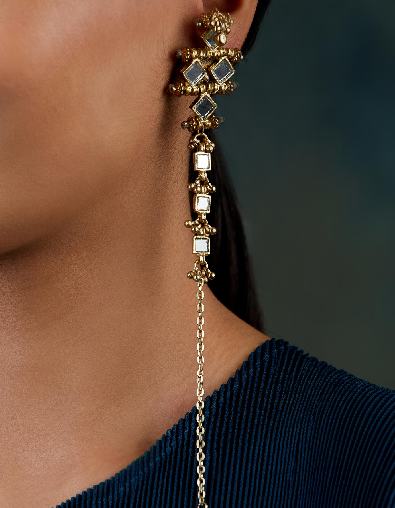 Mirror Gold Mumtaz with Ear chain