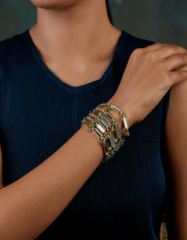 Mirror Gold Qabeela Turquoise Multi layer Bracelet