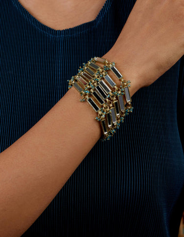 Mirror Gold Qabeela Turquoise Multi layer Bracelet