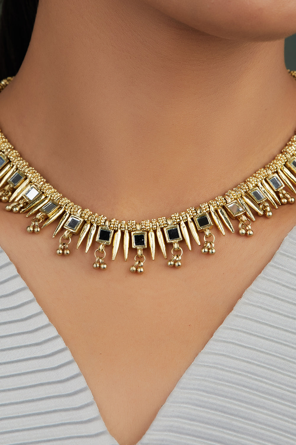Mirror Gold Falak Spike Necklace