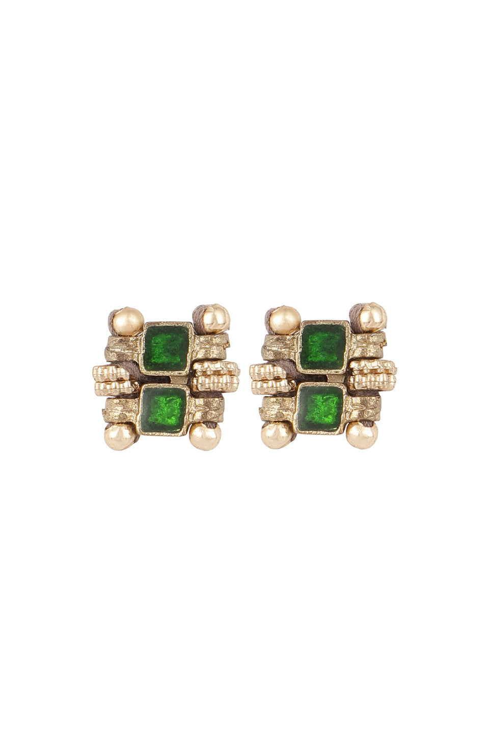 Green Enamel Falak Stud Earrings