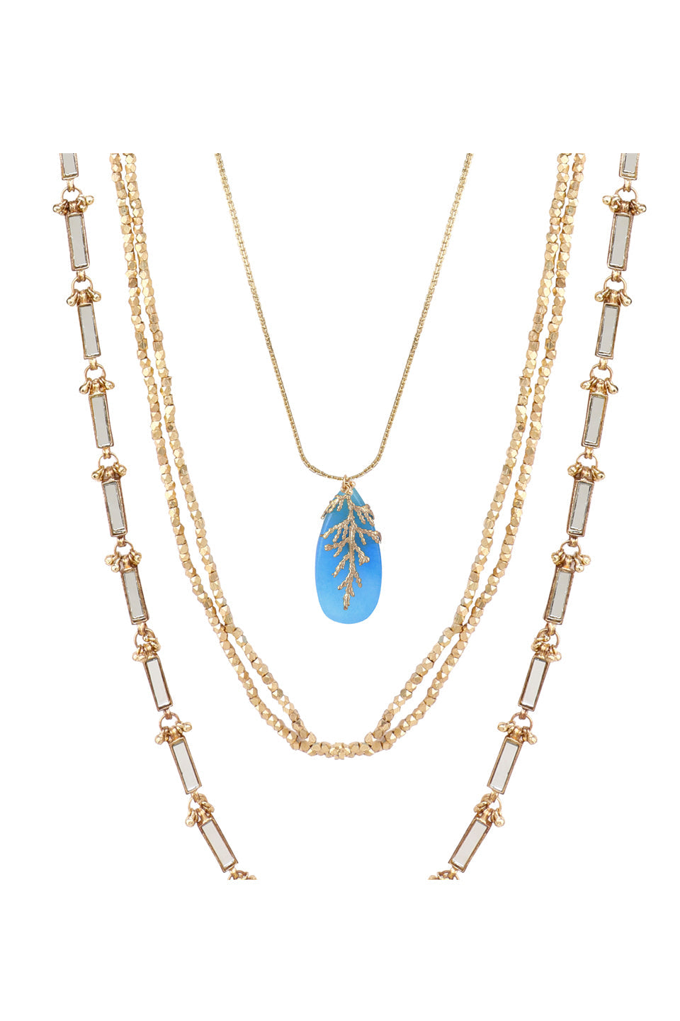 Turquoise Leaf Stone  Multi Layer Necklace