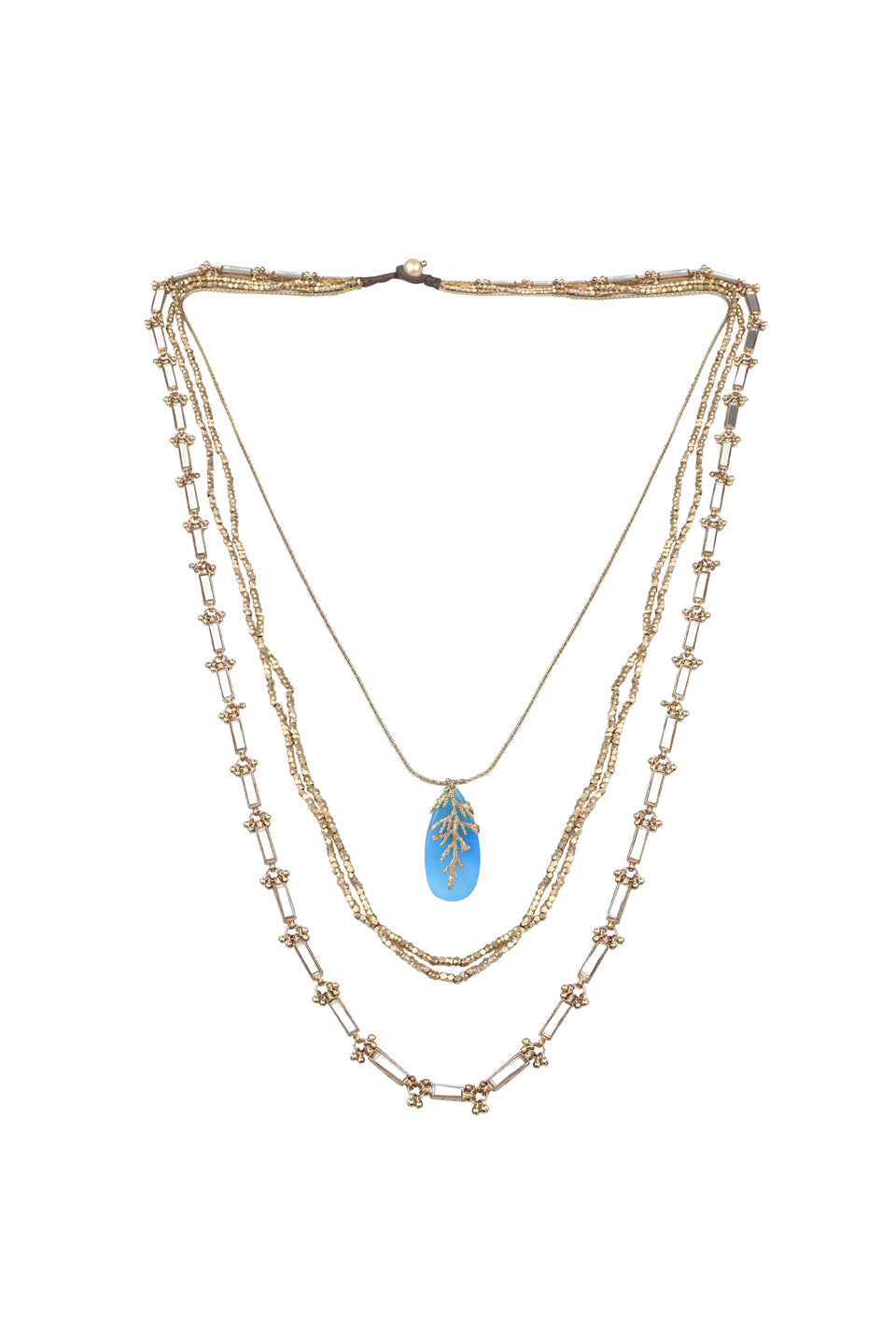 Turquoise Leaf Stone  Multi Layer Necklace