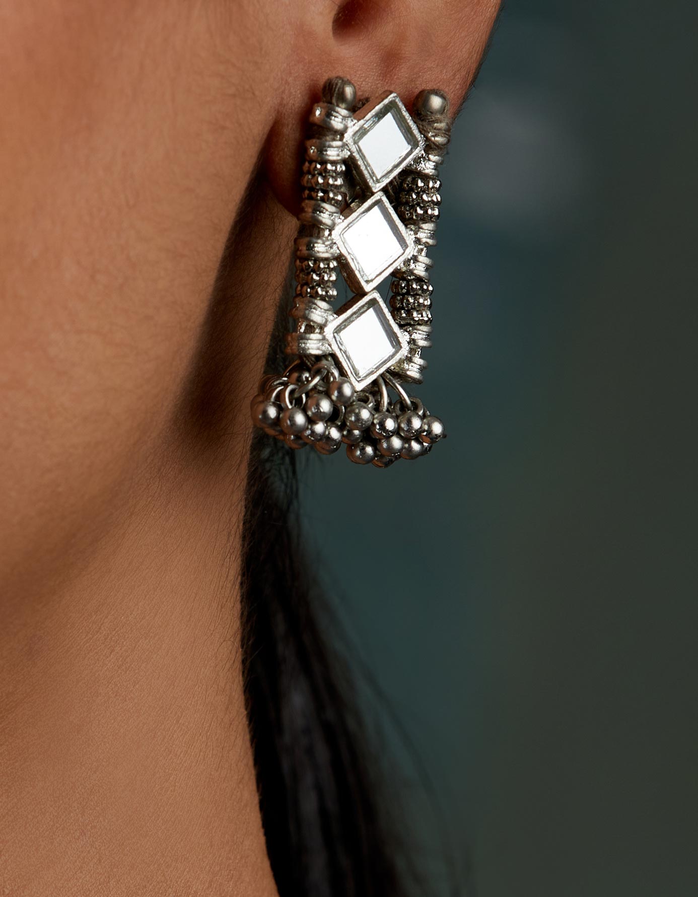 Mirror Silver Mumtaz Small Earrings